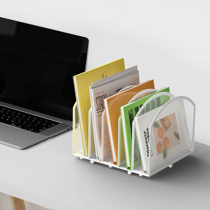 5-Section Desk File Organizer, Vertical Desktop File Holder Mail Sorter File Folder Holder Organization for Office School & Classroom (Black)