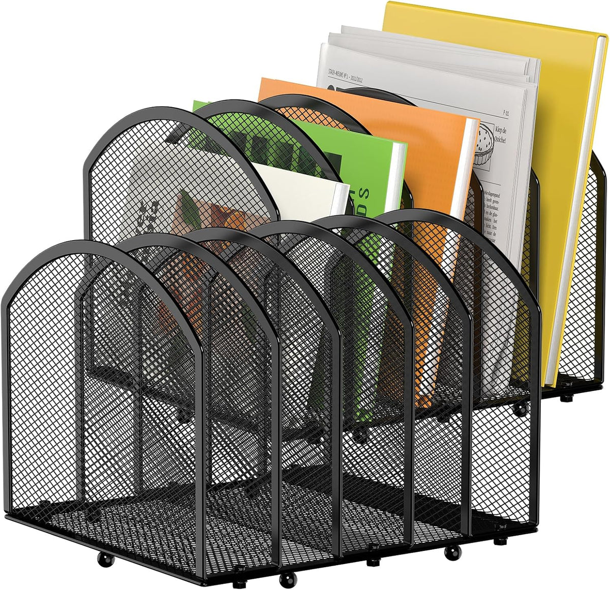 5-Section Desk File Organizer, Vertical Desktop File Holder Mail Sorter File Folder Holder Organization for Office School & Classroom (Black)
