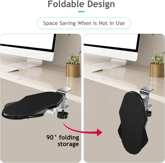 Arm Rest for Desk, 180 Degree Rotating Elbow Pad, Wrist Support, Black