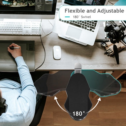Arm Rest for Desk, 180 Degree Rotating Elbow Pad, Wrist Support, Black