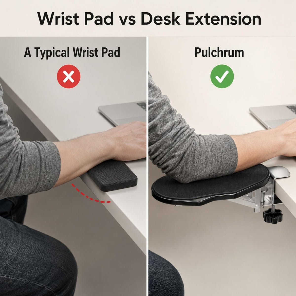 Arm Rest for Desk, 180 Degree Rotating Elbow Pad, Wrist Support, Black