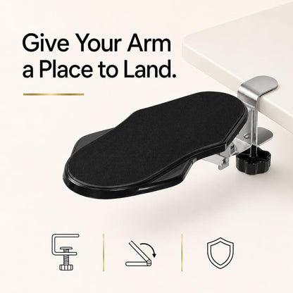 Arm Rest for Desk, 180 Degree Rotating Elbow Pad, Wrist Support, Black