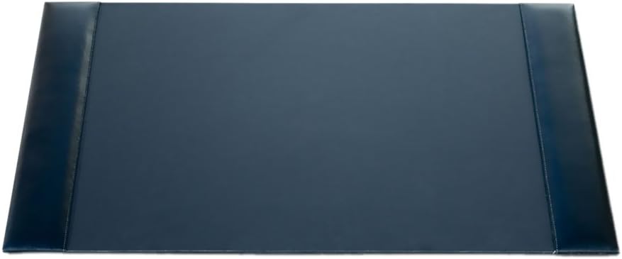 Bonded Pad with Side Rails Luxury Leather Desk Blotter for Writing, 30 x 18 (Navy Blue)