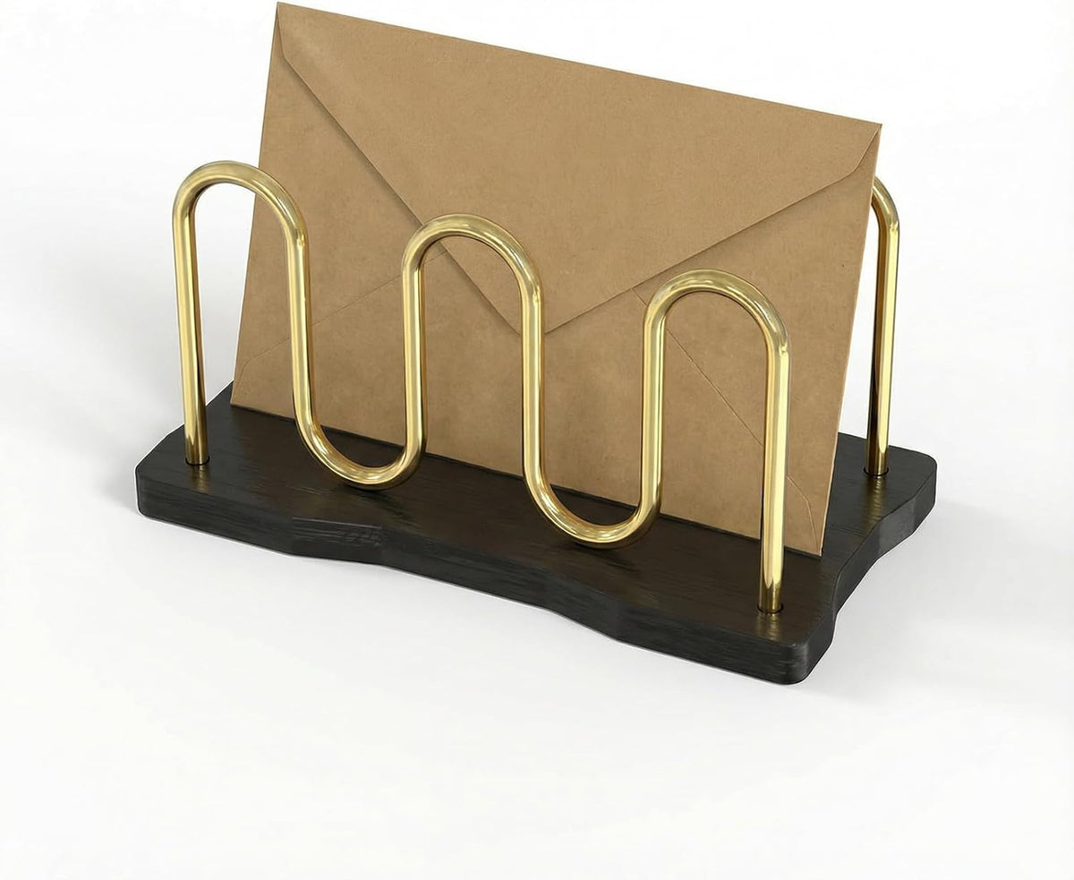 Mail Holder Organizer Countertop, Metal Letter Holder Sorter (Black)