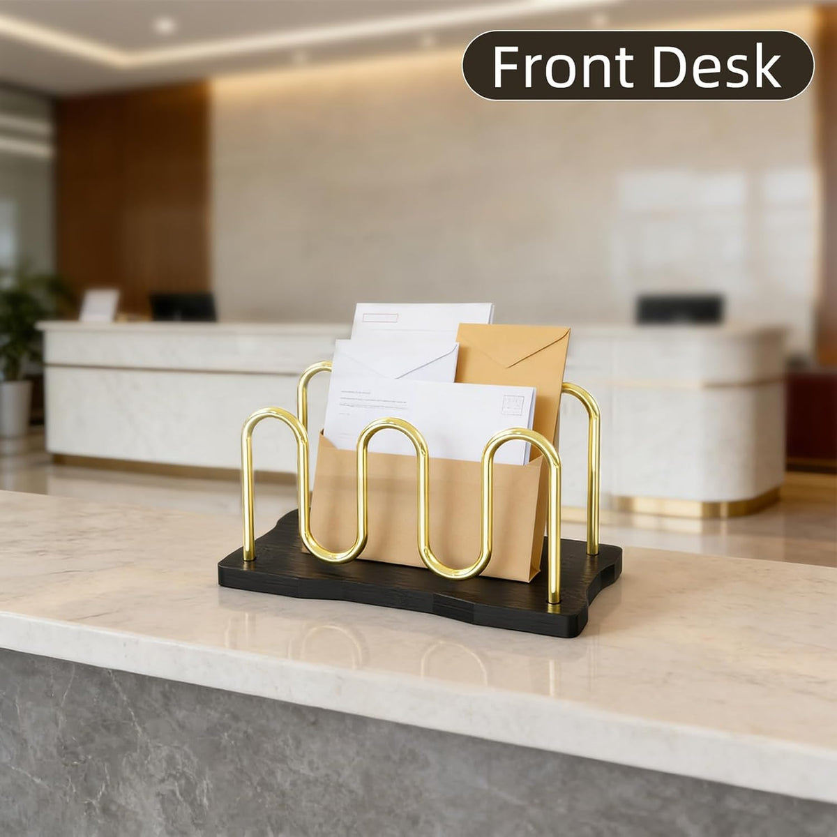 Mail Holder Organizer Countertop, Metal Letter Holder Sorter (Black)