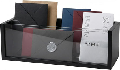 Mail Holder Organizer Countertop, Metal Letter Holder Sorter (Black)