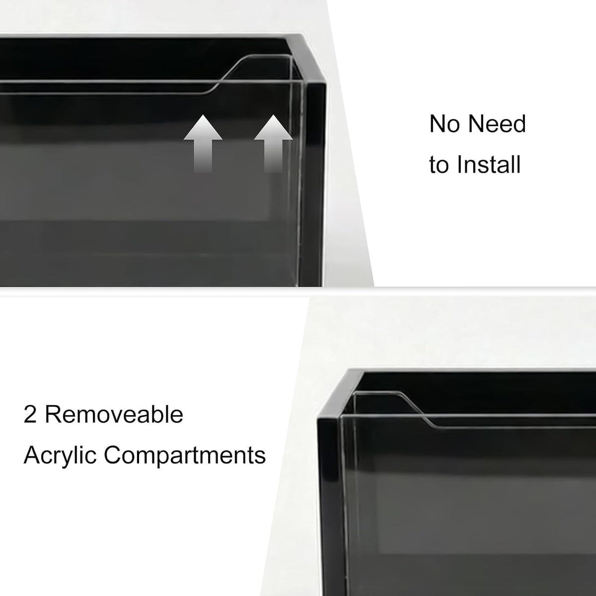 Mail Holder Organizer Countertop, Metal Letter Holder Sorter (Black)