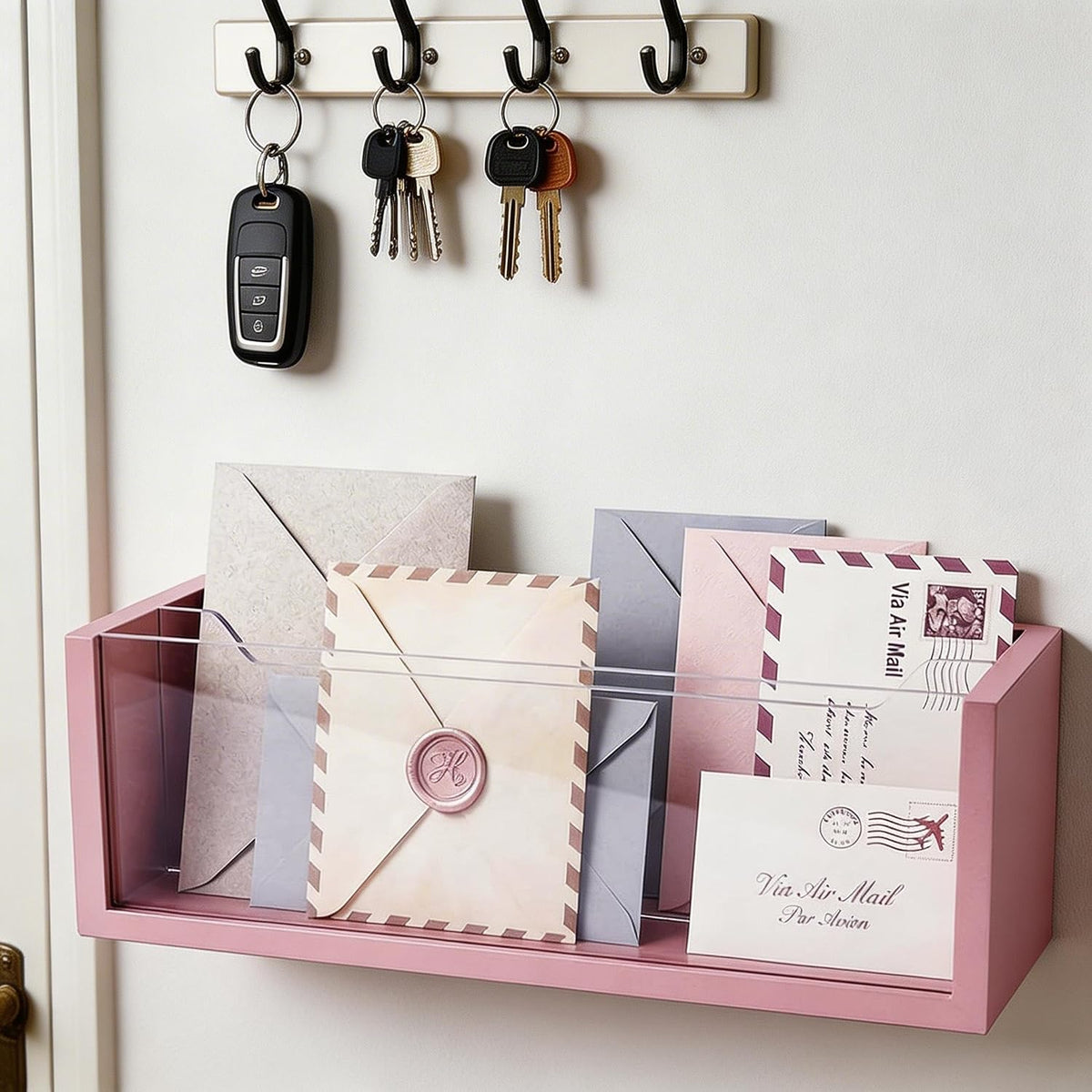 Mail Holder Organizer Countertop, Metal Letter Holder Sorter (Black)