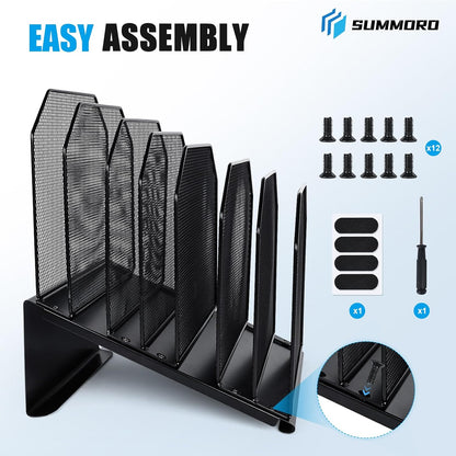 Inclined File Organizer for Desk, 7-Section Vertical File Holder