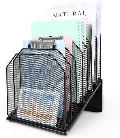 Inclined File Organizer for Desk, 7-Section Vertical File Holder