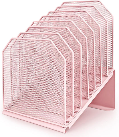 Inclined File Organizer for Desk, 7-Section Vertical File Holder