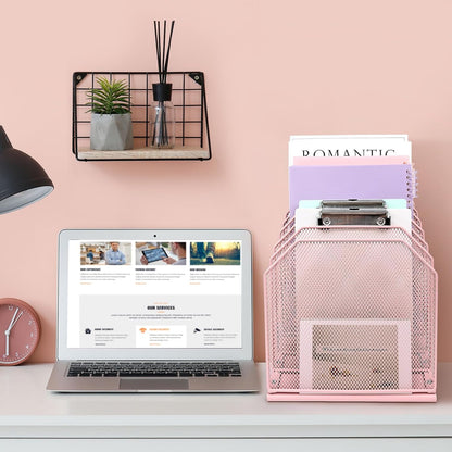 Inclined File Organizer for Desk, 7-Section Vertical File Holder