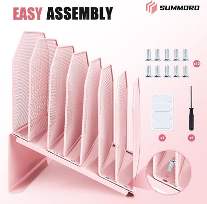 Inclined File Organizer for Desk, 7-Section Vertical File Holder