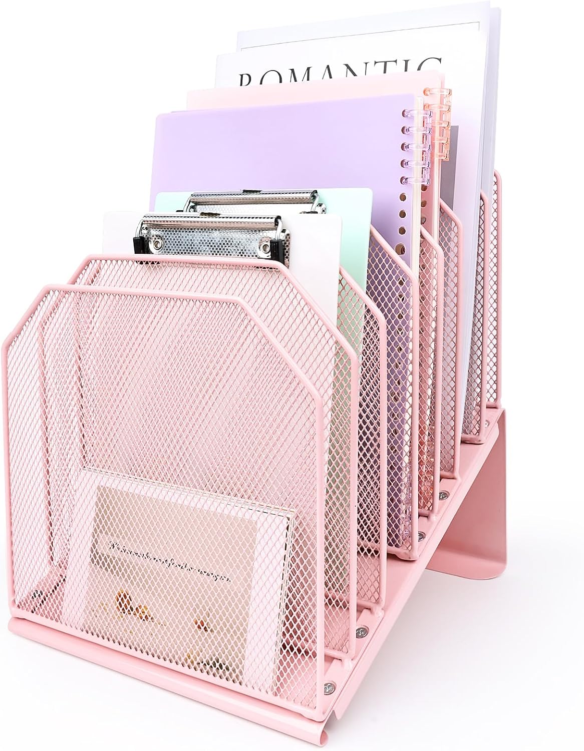 Inclined File Organizer for Desk, 7-Section Vertical File Holder