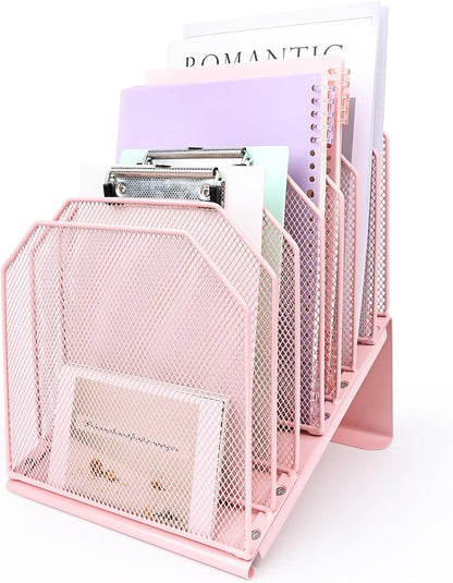 Inclined File Organizer for Desk, 7-Section Vertical File Holder
