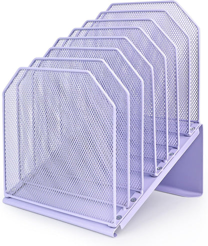 Inclined File Organizer for Desk, 7-Section Vertical File Holder