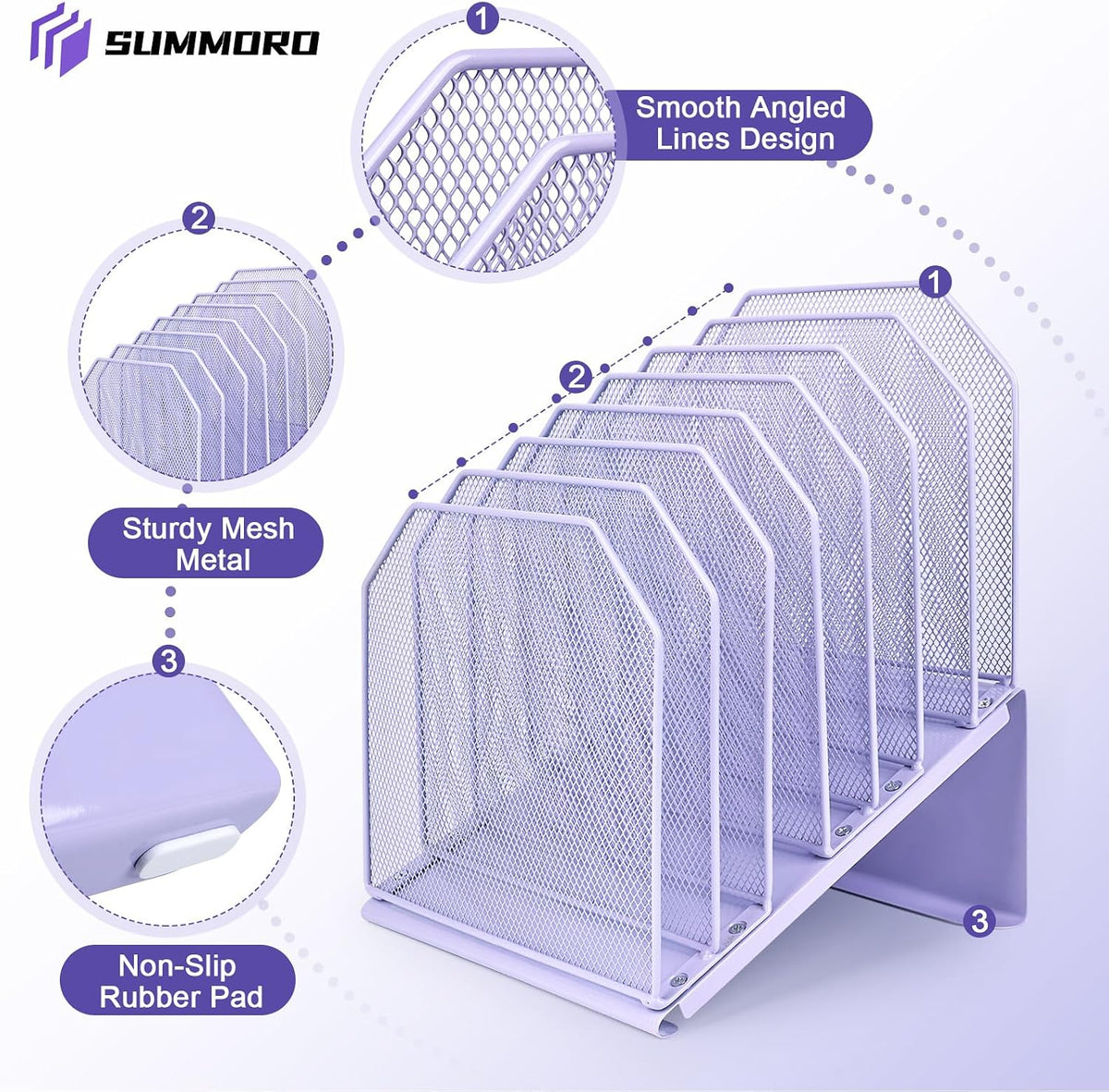 Inclined File Organizer for Desk, 7-Section Vertical File Holder