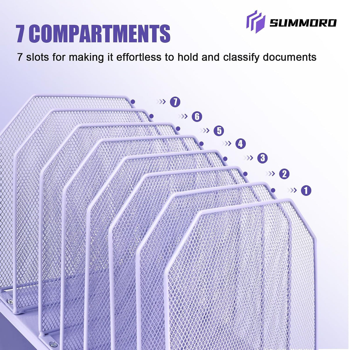 Inclined File Organizer for Desk, 7-Section Vertical File Holder