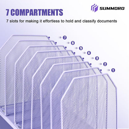 Inclined File Organizer for Desk, 7-Section Vertical File Holder