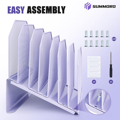 Inclined File Organizer for Desk, 7-Section Vertical File Holder