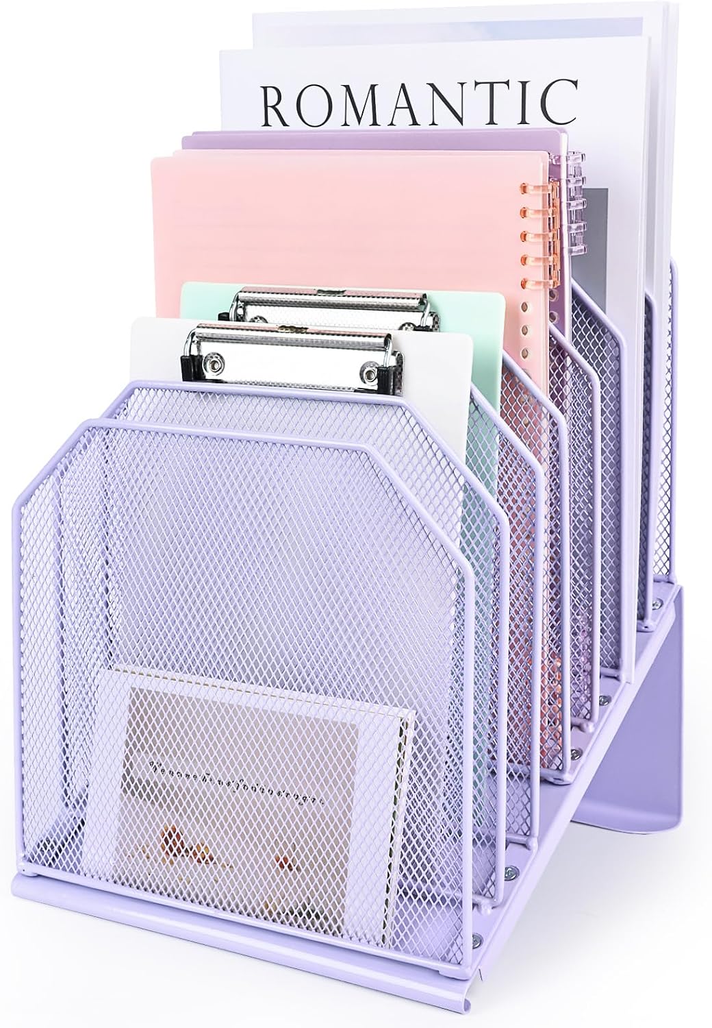 Inclined File Organizer for Desk, 7-Section Vertical File Holder