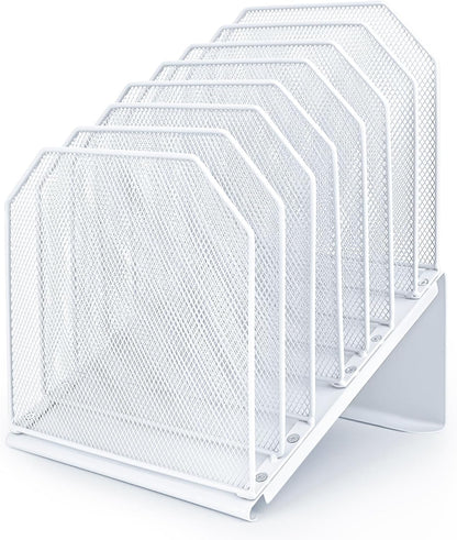 Inclined File Organizer for Desk, 7-Section Vertical File Holder