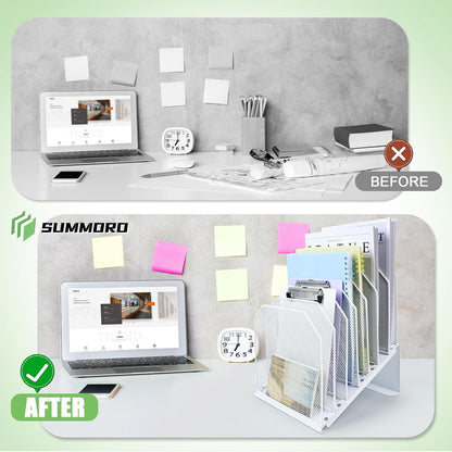 Inclined File Organizer for Desk, 7-Section Vertical File Holder