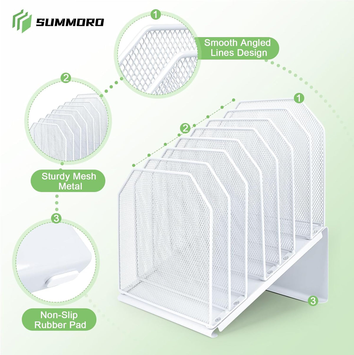 Inclined File Organizer for Desk, 7-Section Vertical File Holder