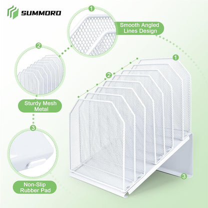 Inclined File Organizer for Desk, 7-Section Vertical File Holder