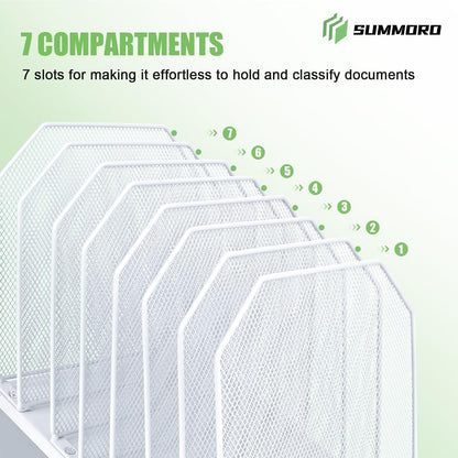 Inclined File Organizer for Desk, 7-Section Vertical File Holder