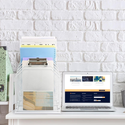 Inclined File Organizer for Desk, 7-Section Vertical File Holder