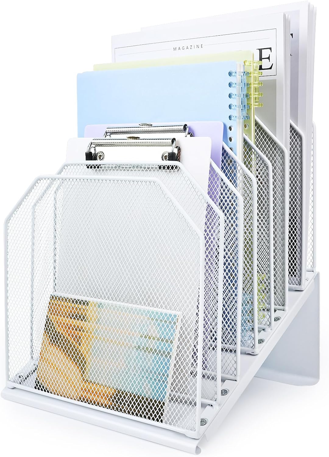 Inclined File Organizer for Desk, 7-Section Vertical File Holder