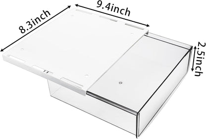 2 Pack Self-adhesive Under Desk Drawer, Hidden Slide Out Organizer Tray, Plastic Under Table Attachable Hidden Storage Organizer for Office Home School Kitchen Sewing Table
