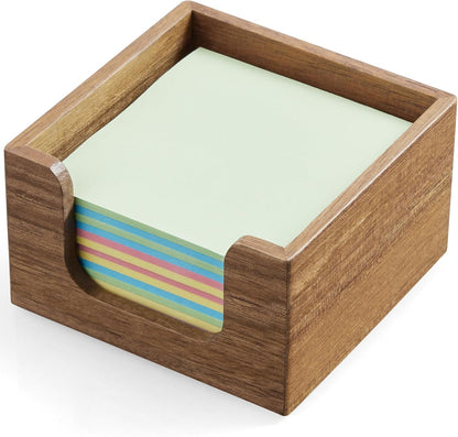 Wood Sticky Note Holder, 3 x 3 Inch Post It Note Dispenser for Office Desk Accessories, Self Stick Note Pad Holder, Memo Pad Holder Dispenser Organizer for School Office Desk Supplies, Black