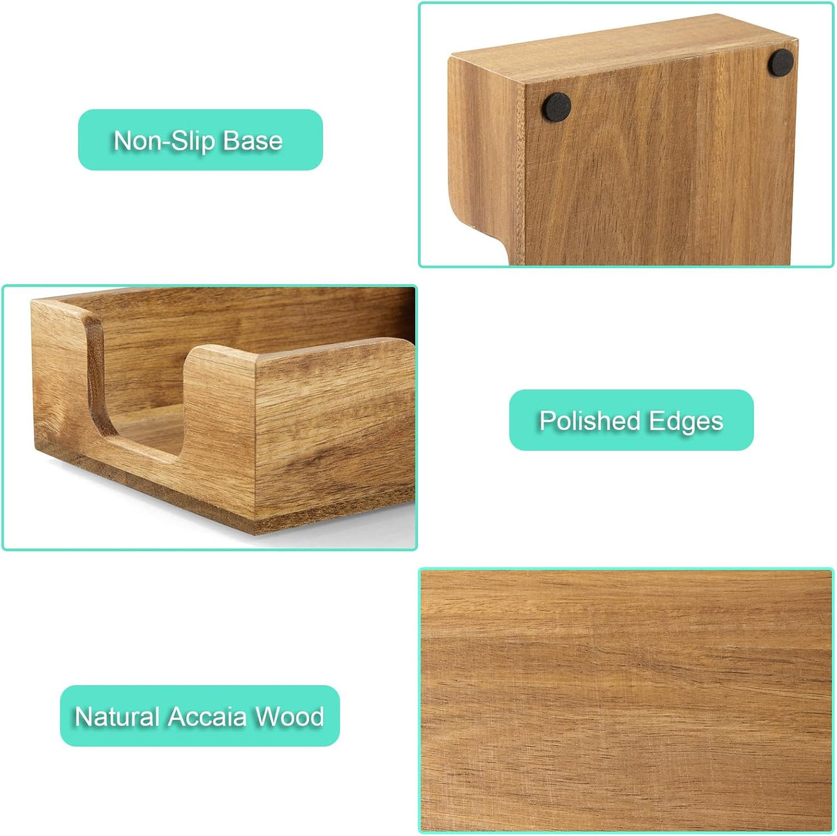 Wood Sticky Note Holder, 3 x 3 Inch Post It Note Dispenser for Office Desk Accessories, Self Stick Note Pad Holder, Memo Pad Holder Dispenser Organizer for School Office Desk Supplies, Black