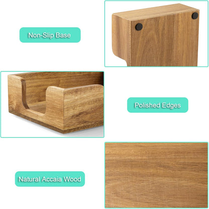 Wood Sticky Note Holder, 3 x 3 Inch Post It Note Dispenser for Office Desk Accessories, Self Stick Note Pad Holder, Memo Pad Holder Dispenser Organizer for School Office Desk Supplies, Black