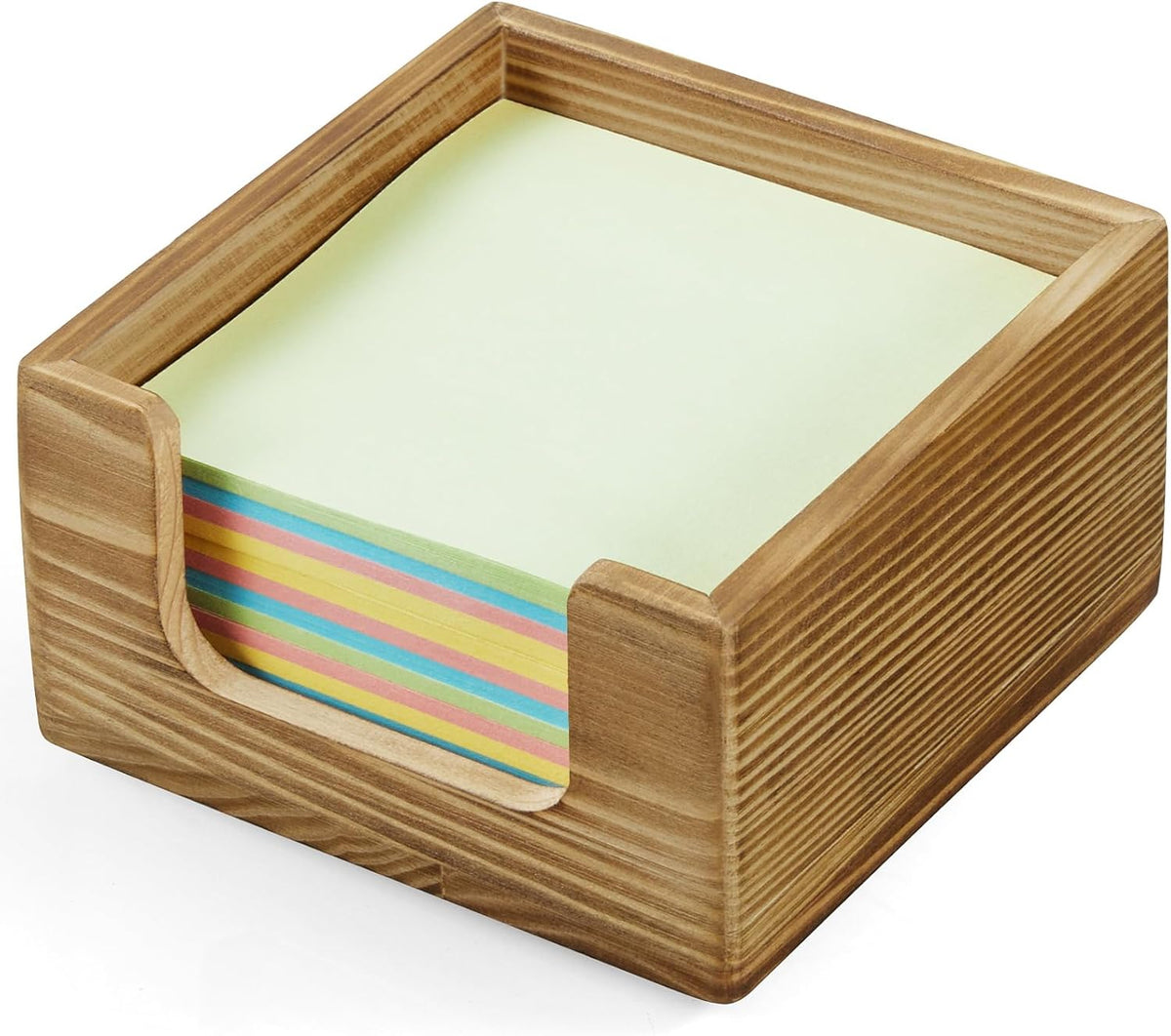 Wood Sticky Note Holder, 3 x 3 Inch Post It Note Dispenser for Office Desk Accessories, Self Stick Note Pad Holder, Memo Pad Holder Dispenser Organizer for School Office Desk Supplies, Black
