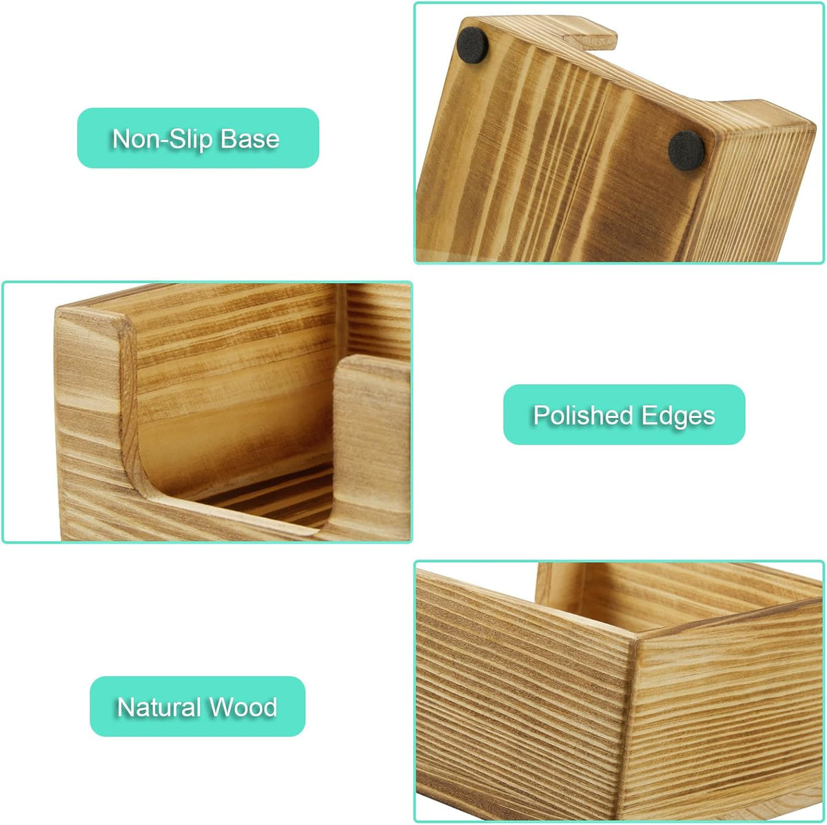 Wood Sticky Note Holder, 3 x 3 Inch Post It Note Dispenser for Office Desk Accessories, Self Stick Note Pad Holder, Memo Pad Holder Dispenser Organizer for School Office Desk Supplies, Black