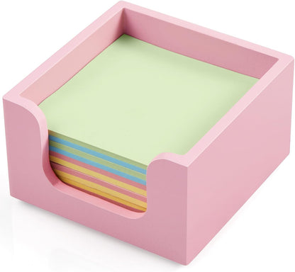 Wood Sticky Note Holder, 3 x 3 Inch Post It Note Dispenser for Office Desk Accessories, Self Stick Note Pad Holder, Memo Pad Holder Dispenser Organizer for School Office Desk Supplies, Black