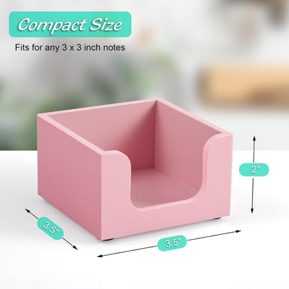 Wood Sticky Note Holder, 3 x 3 Inch Post It Note Dispenser for Office Desk Accessories, Self Stick Note Pad Holder, Memo Pad Holder Dispenser Organizer for School Office Desk Supplies, Black