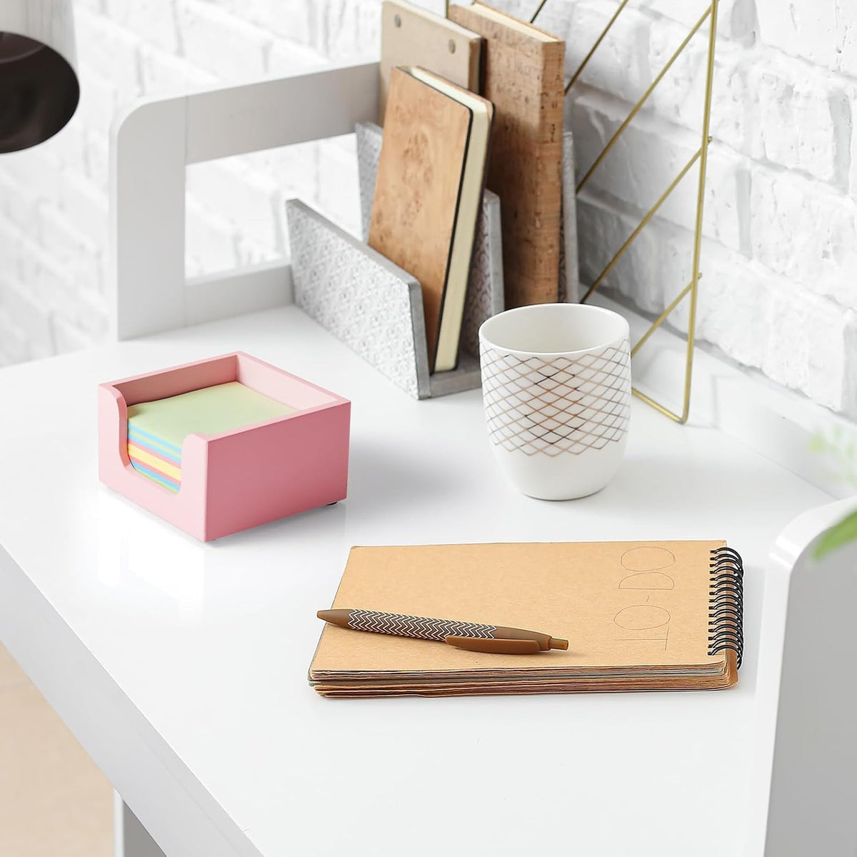 Wood Sticky Note Holder, 3 x 3 Inch Post It Note Dispenser for Office Desk Accessories, Self Stick Note Pad Holder, Memo Pad Holder Dispenser Organizer for School Office Desk Supplies, Black