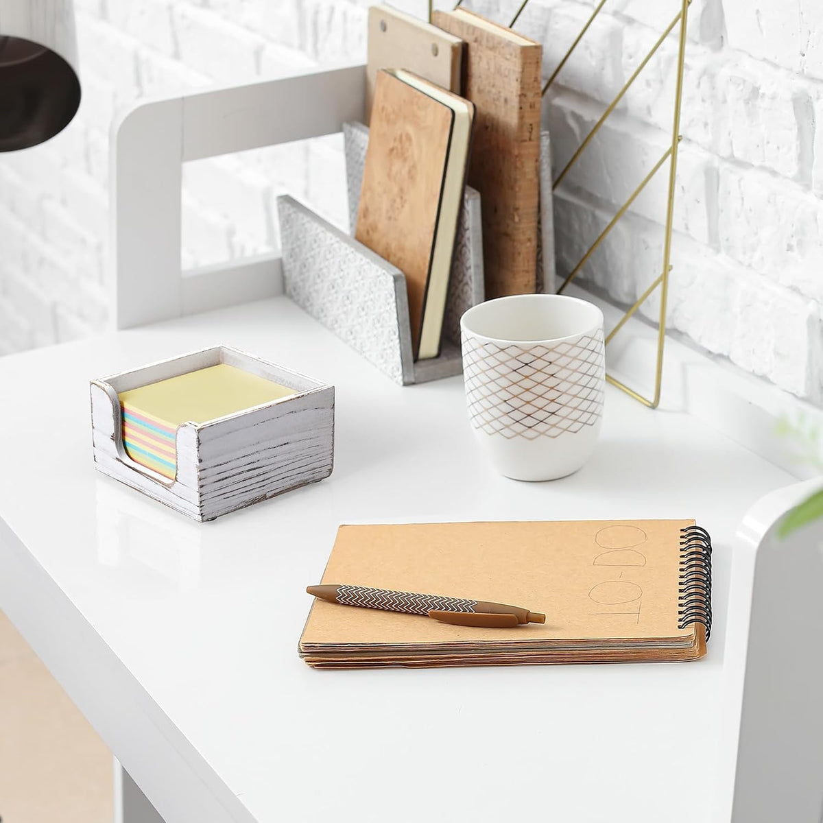 Wood Sticky Note Holder, 3 x 3 Inch Post It Note Dispenser for Office Desk Accessories, Self Stick Note Pad Holder, Memo Pad Holder Dispenser Organizer for School Office Desk Supplies, Black