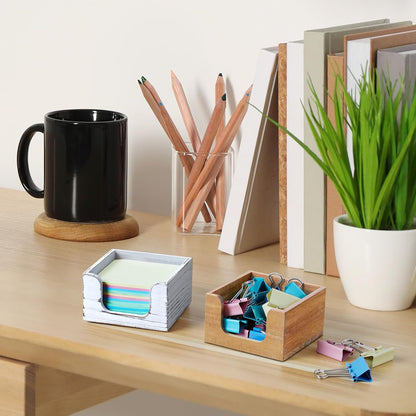 Wood Sticky Note Holder, 3 x 3 Inch Post It Note Dispenser for Office Desk Accessories, Self Stick Note Pad Holder, Memo Pad Holder Dispenser Organizer for School Office Desk Supplies, Black