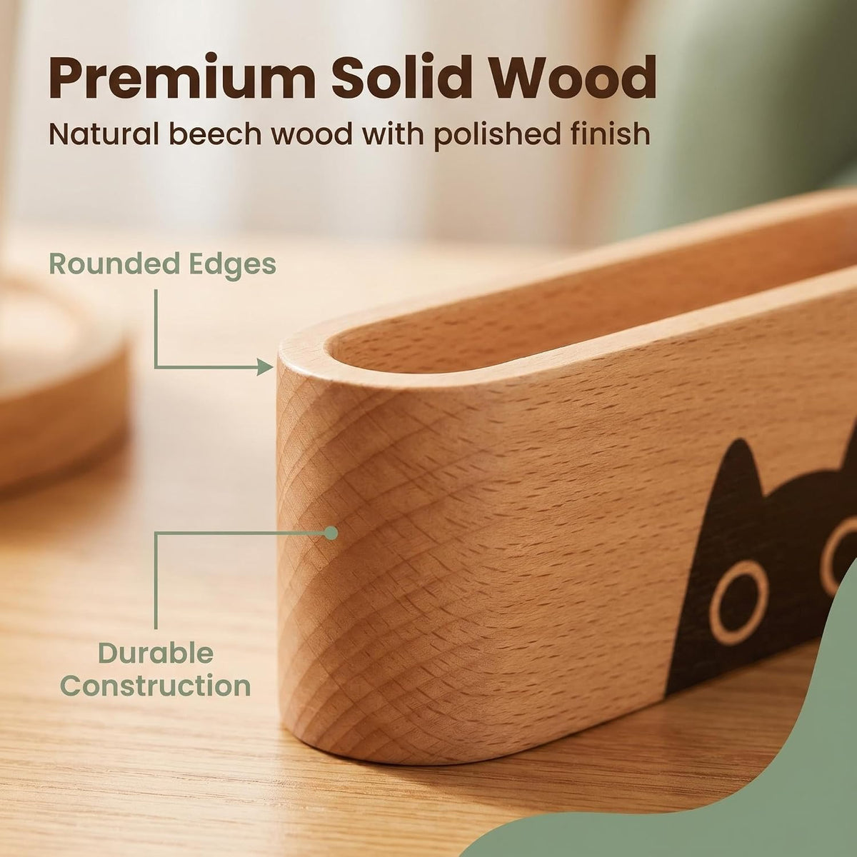 Natural Wooden Name Card Holder Wood Business Card Holder Office Desktop Card Display Stands Cat Pattern Cute