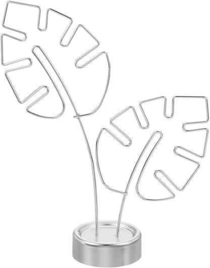 Monstera Memo Clip, Table Card Holder Message Note Cards Display Photo Display Stand for Memo Paper Photo Wedding Desk Office Home Store Supplies, Silver Tone