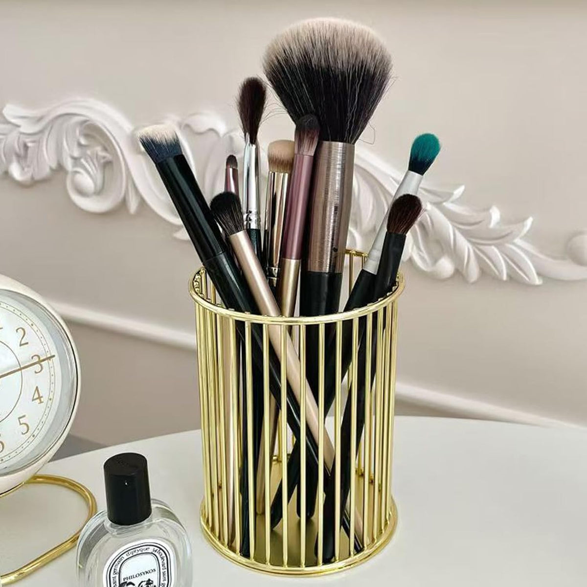 Gold Metal Pen Holder Cup for Desk Makeup Brushes Pencil Holders Home Office Organizer