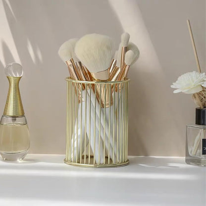 Gold Metal Pen Holder Cup for Desk Makeup Brushes Pencil Holders Home Office Organizer