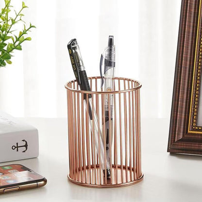 Gold Metal Pen Holder Cup for Desk Makeup Brushes Pencil Holders Home Office Organizer
