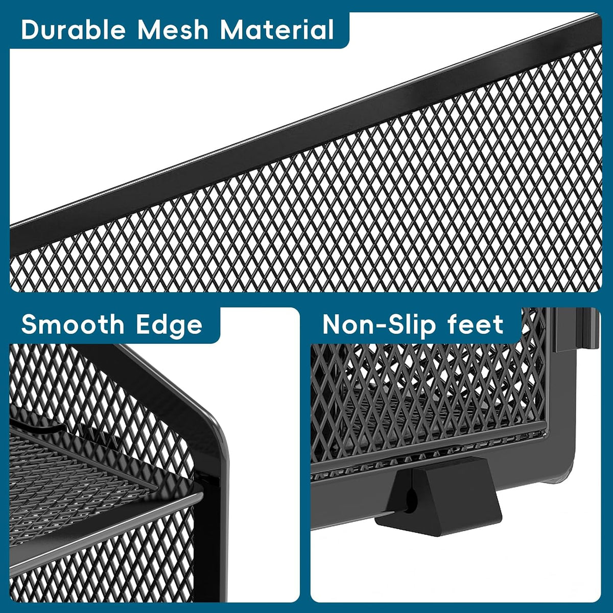 Desk File Organizer, 4 Letter Trays and 2 Upright Sections, Black