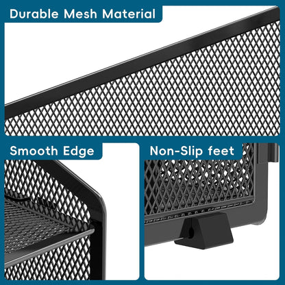 Desk File Organizer, 4 Letter Trays and 2 Upright Sections, Black